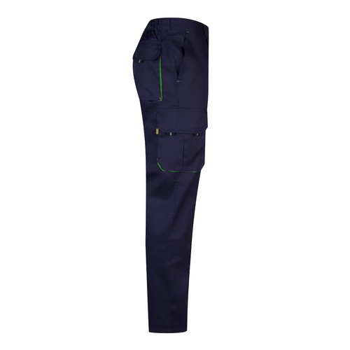azul marino/verde VL HYPNOS. Pantalón de sarga multibolsillos bicolor (200g/m²), en algodón (35%) y poliéster (65%)
