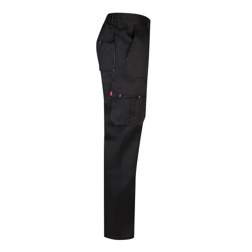 negro/azul claro VL HYPNOS. Pantalón de sarga multibolsillos bicolor (200g/m²), en algodón (35%) y poliéster (65%)