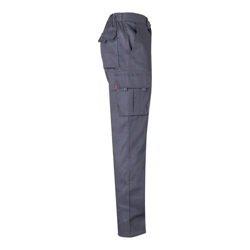 gris/azul claro VL HYPNOS. Pantalón de sarga multibolsillos bicolor (200g/m²), en algodón (35%) y poliéster (65%)