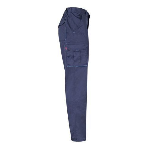 azul marino/azul claro VL HYPNOS. Pantalón de sarga multibolsillos bicolor (200g/m²), en algodón (35%) y poliéster (65%)