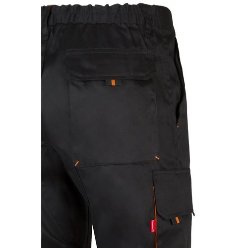 negro/naranja VL HYPNOS. Pantalón de sarga multibolsillos bicolor (200g/m²), en algodón (35%) y poliéster (65%)