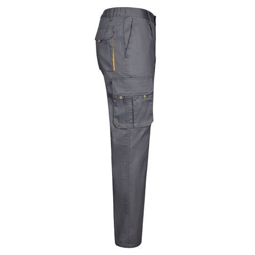 gris/amarillo VL HYPNOS. Pantalón de sarga multibolsillos bicolor (200g/m²), en algodón (35%) y poliéster (65%)
