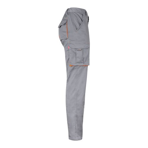 gris/naranja VL HYPNOS. Pantalón de sarga multibolsillos bicolor (200g/m²), en algodón (35%) y poliéster (65%)