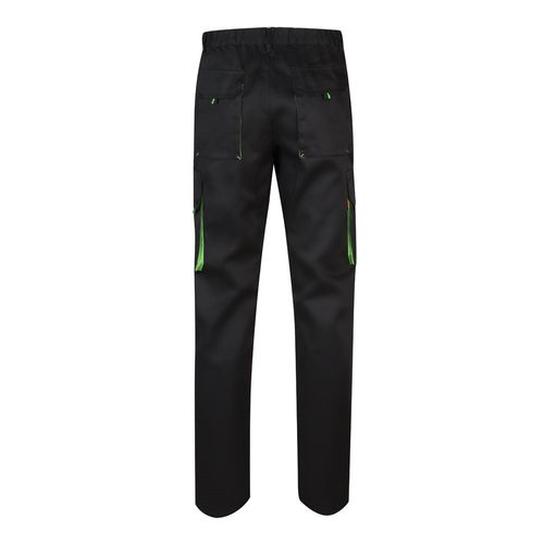 negro/verde VL HYPNOS. Pantalón de sarga multibolsillos bicolor (200g/m²), en algodón (35%) y poliéster (65%)