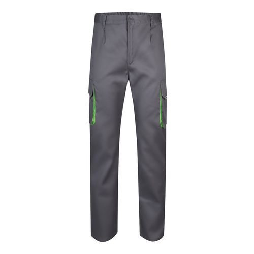 gris/verde VL HYPNOS. Pantalón de sarga multibolsillos bicolor (200g/m²), en algodón (35%) y poliéster (65%)