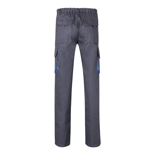 gris/azul claro VL HYPNOS. Pantalón de sarga multibolsillos bicolor (200g/m²), en algodón (35%) y poliéster (65%)