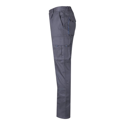 gris/azul claro VL HYPNOS. Pantalón de sarga multibolsillos bicolor (200g/m²), en algodón (35%) y poliéster (65%)