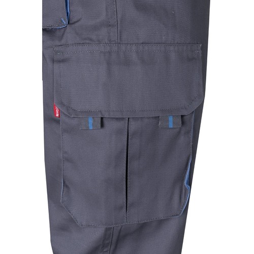 gris/azul claro VL HYPNOS. Pantalón de sarga multibolsillos bicolor (200g/m²), en algodón (35%) y poliéster (65%)