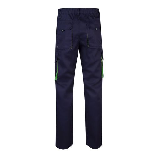 azul marino/verde VL HYPNOS. Pantalón de sarga multibolsillos bicolor (200g/m²), en algodón (35%) y poliéster (65%)