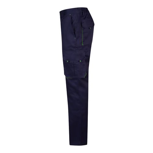 azul marino/verde VL HYPNOS. Pantalón de sarga multibolsillos bicolor (200g/m²), en algodón (35%) y poliéster (65%)