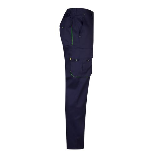 azul marino/verde VL HYPNOS. Pantalón de sarga multibolsillos bicolor (200g/m²), en algodón (35%) y poliéster (65%)