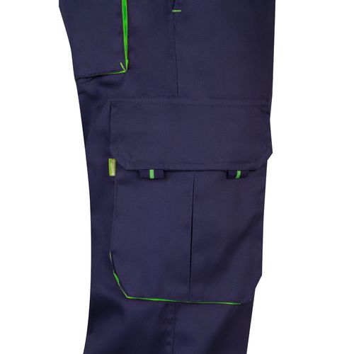 azul marino/verde VL HYPNOS. Pantalón de sarga multibolsillos bicolor (200g/m²), en algodón (35%) y poliéster (65%)