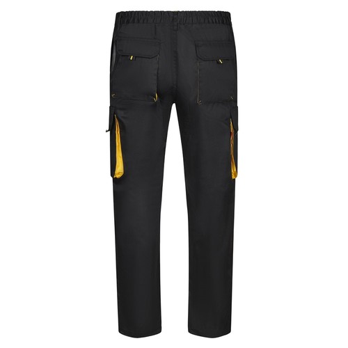negro/amarillo VL HYPNOS. Pantalón de sarga multibolsillos bicolor (200g/m²), en algodón (35%) y poliéster (65%)