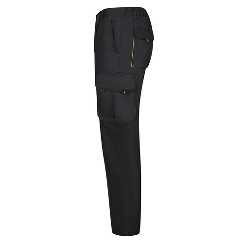 negro/amarillo VL HYPNOS. Pantalón de sarga multibolsillos bicolor (200g/m²), en algodón (35%) y poliéster (65%)