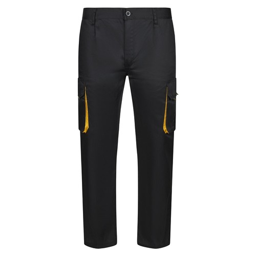 negro/amarillo VL HYPNOS. Pantalón de sarga multibolsillos bicolor (200g/m²), en algodón (35%) y poliéster (65%)