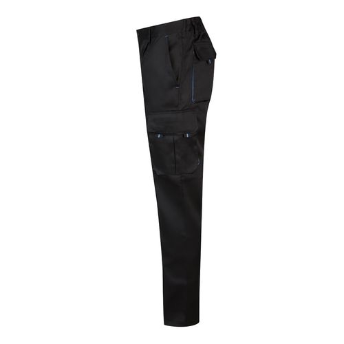 negro/azul claro VL HYPNOS. Pantalón de sarga multibolsillos bicolor (200g/m²), en algodón (35%) y poliéster (65%)