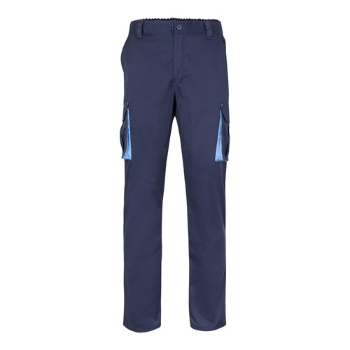 VL HYPNOS. Pantalón de sarga multibolsillos bicolor (200g/m²), en algodón (35%) y poliéster (65%)