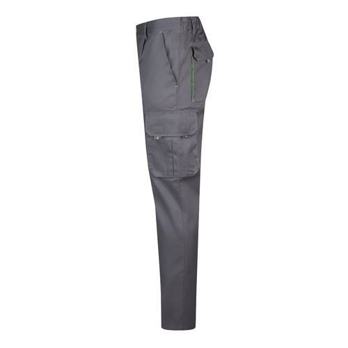 gris/verde VL HYPNOS. Pantalón de sarga multibolsillos bicolor (200g/m²), en algodón (35%) y poliéster (65%)