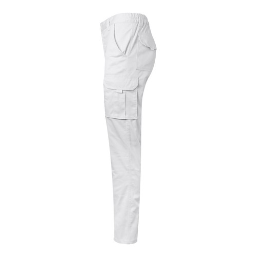 white VL PAN. Pantalón elástico multibolsillos (290g/m²), en algodón (46%), EME (38%) y poliéster (16%)