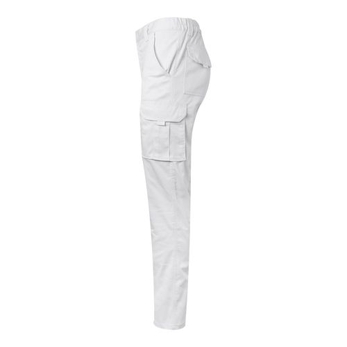 white VL PAN. Pantalón elástico multibolsillos (290g/m²), en algodón (46%), EME (38%) y poliéster (16%)