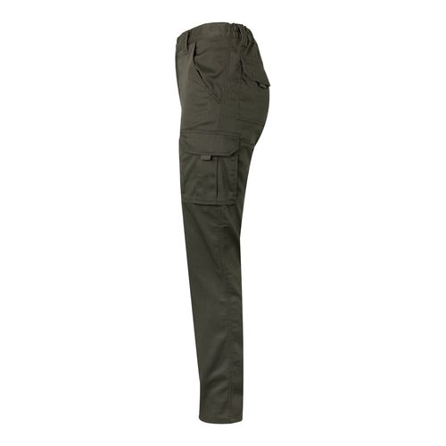 verde militar VL PAN. Pantalón elástico multibolsillos (290g/m²), en algodón (46%), EME (38%) y poliéster (16%)