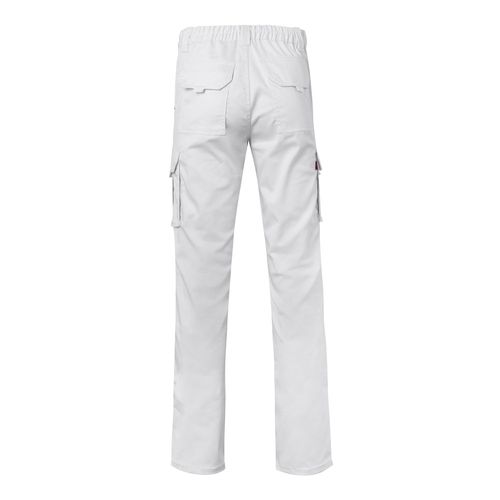 white VL PAN. Pantalón elástico multibolsillos (290g/m²), en algodón (46%), EME (38%) y poliéster (16%)