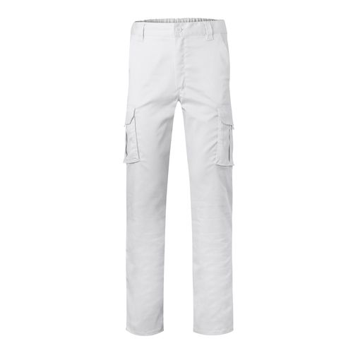 white VL PAN. Pantalón elástico multibolsillos (290g/m²), en algodón (46%), EME (38%) y poliéster (16%)