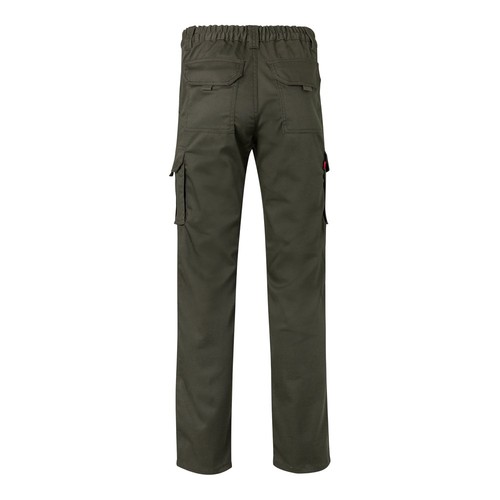 verde militar VL PAN. Pantalón elástico multibolsillos (290g/m²), en algodón (46%), EME (38%) y poliéster (16%)
