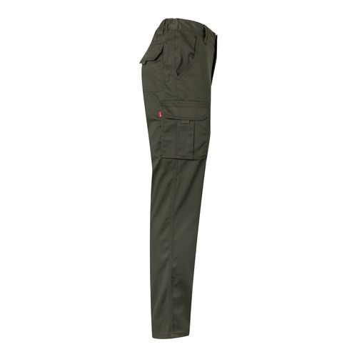 verde militar VL PAN. Pantalón elástico multibolsillos (290g/m²), en algodón (46%), EME (38%) y poliéster (16%)