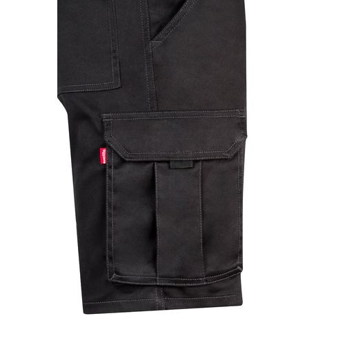 black VL HEBE. Bermudas elásticas multibolsillos (240g/m²), en algodón (46%), EME (38%) y poliéster (16%)