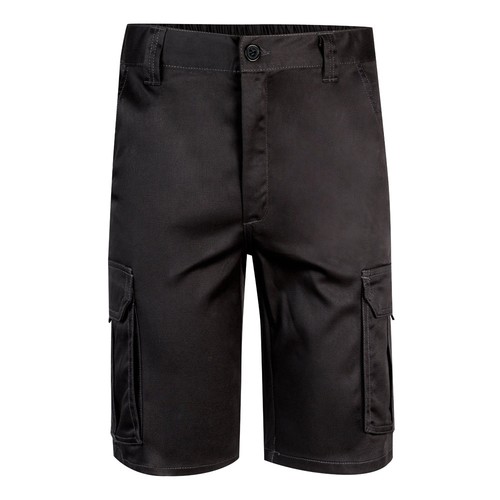 black VL HEBE. Bermudas elásticas multibolsillos (240g/m²), en algodón (46%), EME (38%) y poliéster (16%)