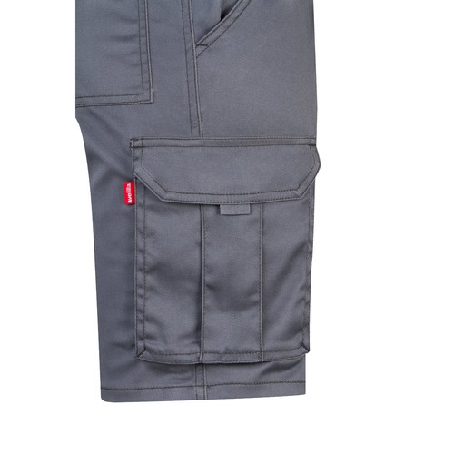 gray VL HEBE. Bermudas elásticas multibolsillos (240g/m²), en algodón (46%), EME (38%) y poliéster (16%)