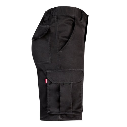 black VL HEBE. Bermudas elásticas multibolsillos (240g/m²), en algodón (46%), EME (38%) y poliéster (16%)