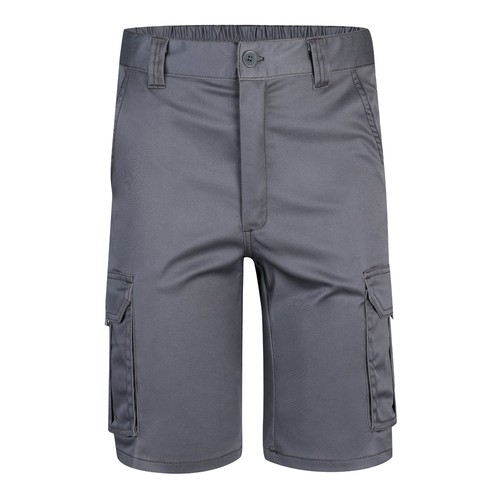gray VL HEBE. Bermudas elásticas multibolsillos (240g/m²), en algodón (46%), EME (38%) y poliéster (16%)