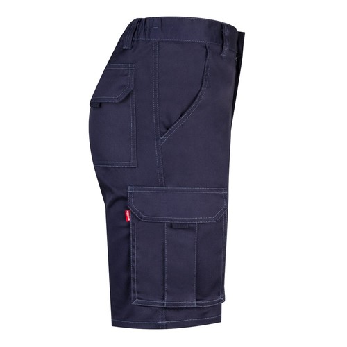 blue VL HEBE. Bermudas elásticas multibolsillos (240g/m²), en algodón (46%), EME (38%) y poliéster (16%)