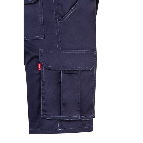 blue VL HEBE. Bermudas elásticas multibolsillos (240g/m²), en algodón (46%), EME (38%) y poliéster (16%)