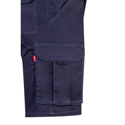 blue VL HEBE. Bermudas elásticas multibolsillos (240g/m²), en algodón (46%), EME (38%) y poliéster (16%)