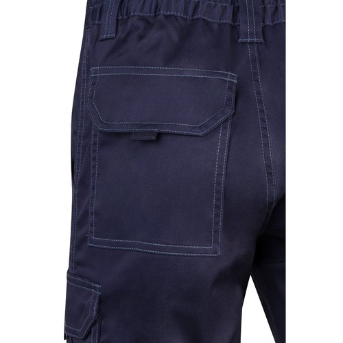 blue VL HEBE. Bermudas elásticas multibolsillos (240g/m²), en algodón (46%), EME (38%) y poliéster (16%)