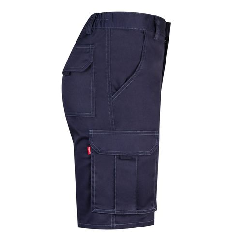 blue VL HEBE. Bermudas elásticas multibolsillos (240g/m²), en algodón (46%), EME (38%) y poliéster (16%)