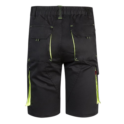 negro/amarillo VL HEMERA. Bermudas elásticas bicolor y multibolsillos (240 g/m²), en algodón (46%), EME (38%) y poliéster (16%)