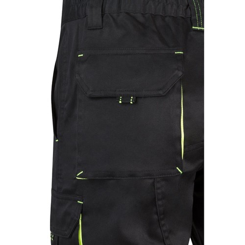 negro/amarillo VL HEMERA. Bermudas elásticas bicolor y multibolsillos (240 g/m²), en algodón (46%), EME (38%) y poliéster (16%)