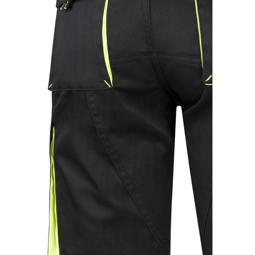 negro/amarillo VL HEMERA. Bermudas elásticas bicolor y multibolsillos (240 g/m²), en algodón (46%), EME (38%) y poliéster (16%)