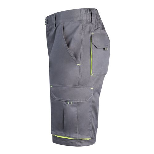 gris/amarillo VL HEMERA. Bermudas elásticas bicolor y multibolsillos (240 g/m²), en algodón (46%), EME (38%) y poliéster (16%)