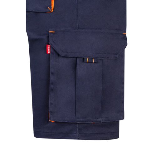 VL HEMERA. Bermudas elásticas bicolor y multibolsillos (240 g/m²), en algodón (46%), EME (38%) y poliéster (16%)