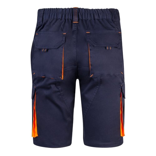 azul marino/naranja VL HEMERA. Bermudas elásticas bicolor y multibolsillos (240 g/m²), en algodón (46%), EME (38%) y poliéster (16%)