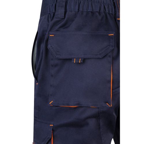 VL HEMERA. Bermudas elásticas bicolor y multibolsillos (240 g/m²), en algodón (46%), EME (38%) y poliéster (16%)