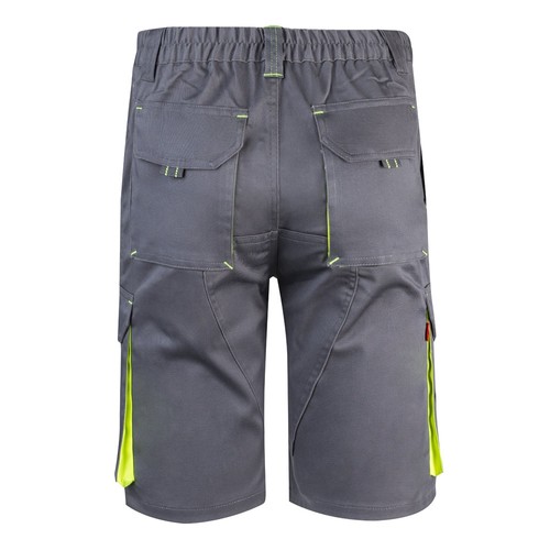 gris/amarillo VL HEMERA. Bermudas elásticas bicolor y multibolsillos (240 g/m²), en algodón (46%), EME (38%) y poliéster (16%)