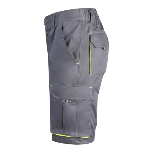 gris/amarillo VL HEMERA. Bermudas elásticas bicolor y multibolsillos (240 g/m²), en algodón (46%), EME (38%) y poliéster (16%)