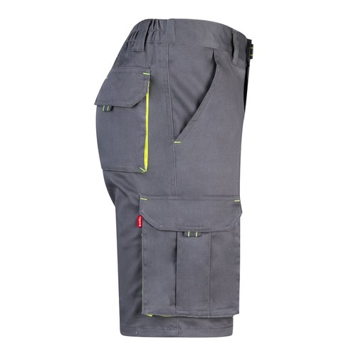 gris/amarillo VL HEMERA. Bermudas elásticas bicolor y multibolsillos (240 g/m²), en algodón (46%), EME (38%) y poliéster (16%)