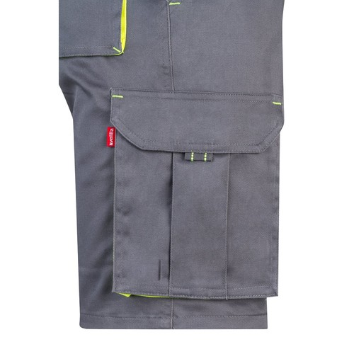 gris/amarillo VL HEMERA. Bermudas elásticas bicolor y multibolsillos (240 g/m²), en algodón (46%), EME (38%) y poliéster (16%)